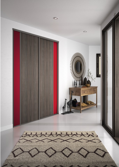 Porte Lido et Doli
Rouge Cerise et Wacapou - Profil Bahia Sablé Basalte. 